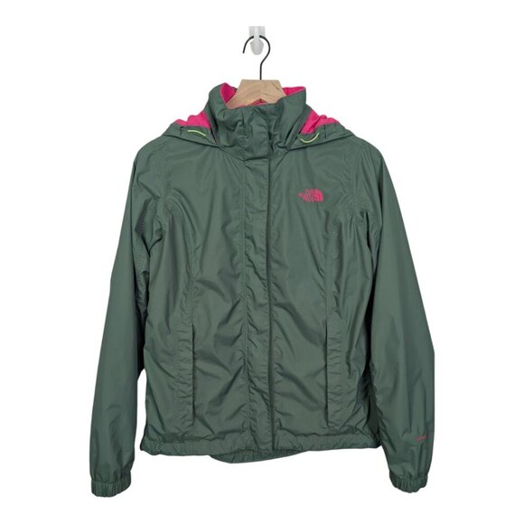 The North Face Women's Resolve Rain Jacket/Parka, Green & Pink - Picture 2 of 14